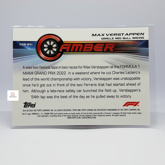 2023 Topps Chrome - F1 MAX VERSTAPPEN Camber #CAM-MVI Oracle Red Bull Racing (Refractor)