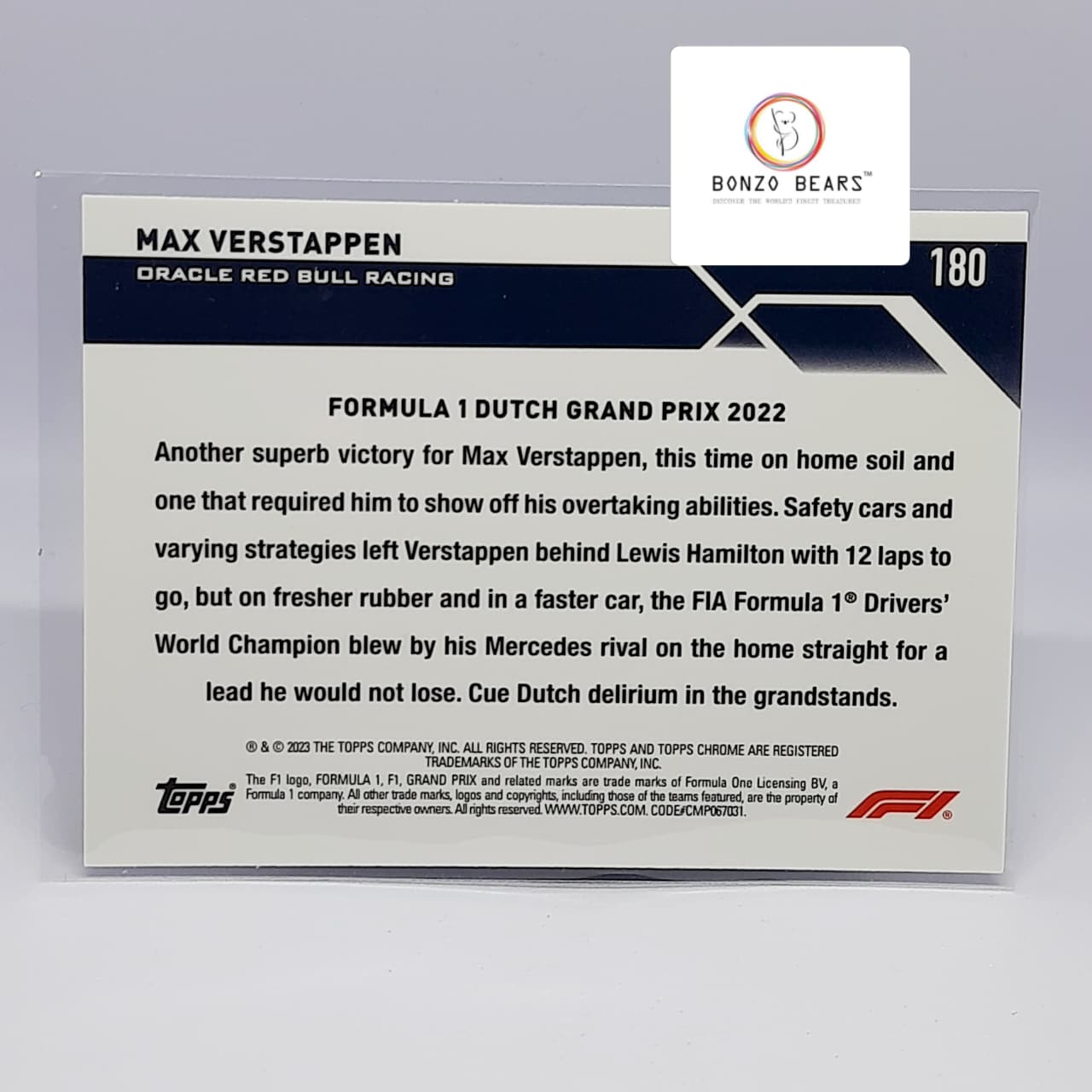Max Verstappen Sapphire Edition - 2023 Topps Chrome F1 Formula 1   Red Bull #180 | Bonzo Bears