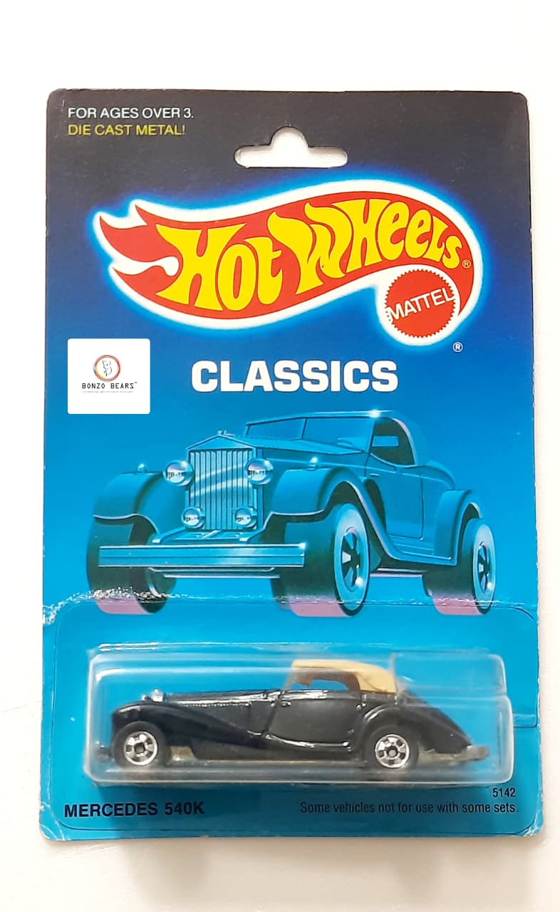 Vintage Rare - MERCEDES 540k Black Walls -  1988 Classics Card Release - Hot Wheels | Bonzo Bears PB58