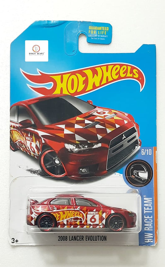 Old card - 2008 Lancer Evolution - Hot Wheels  - 2016 Release| Bonzo Bears (Slightly Crippled Card)