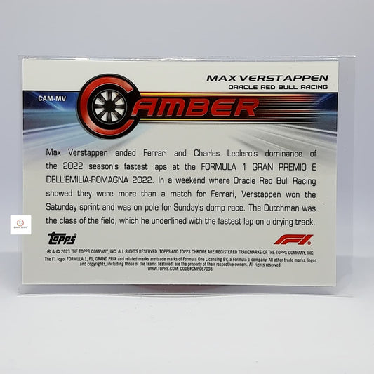 2023 Topps Chrome - F1 MAX VERSTAPPEN Camber #CAM-MV Oracle Red Bull Racing (Refractor)