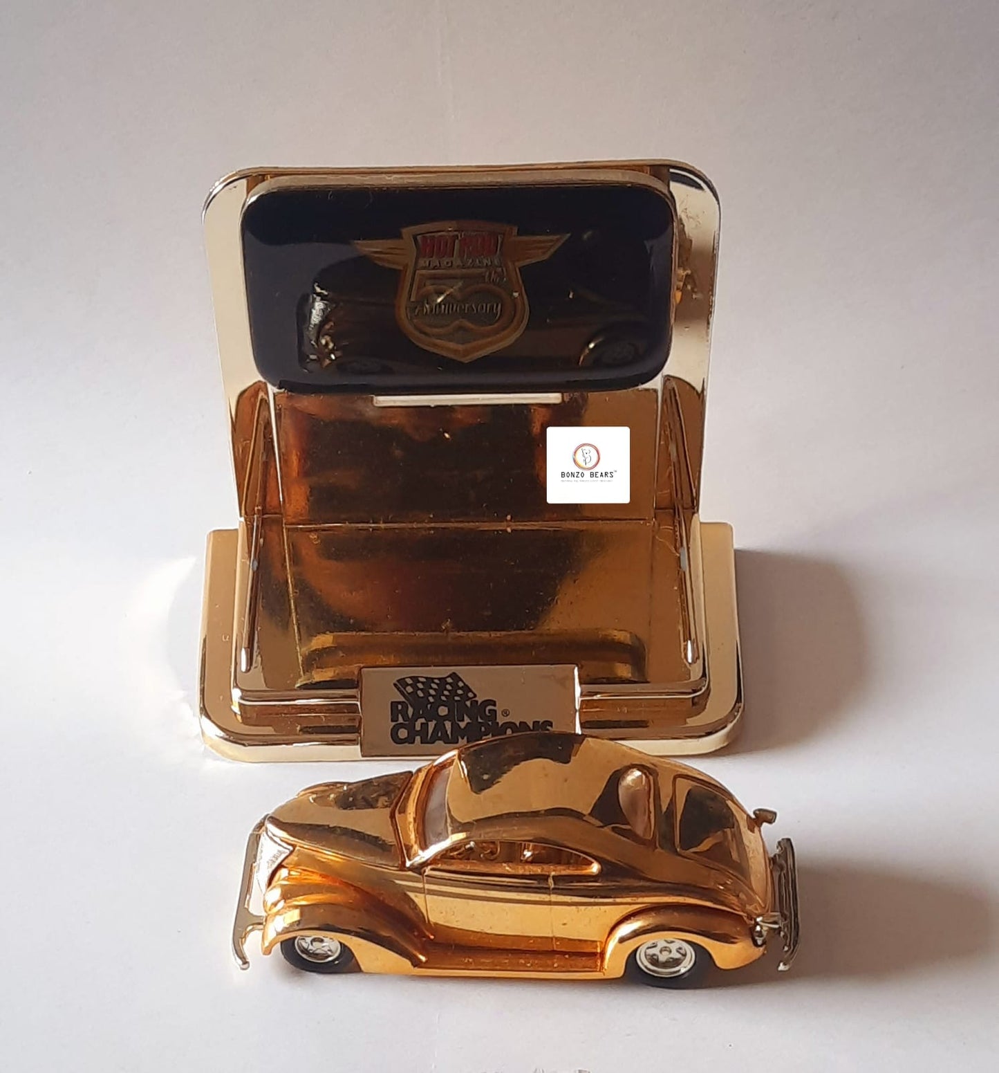 '37 Ford (24K Gold) - Racing Champions - Hot Rod Magazine 50th Anniversary Collector Series (1997 Released) (As per picture)