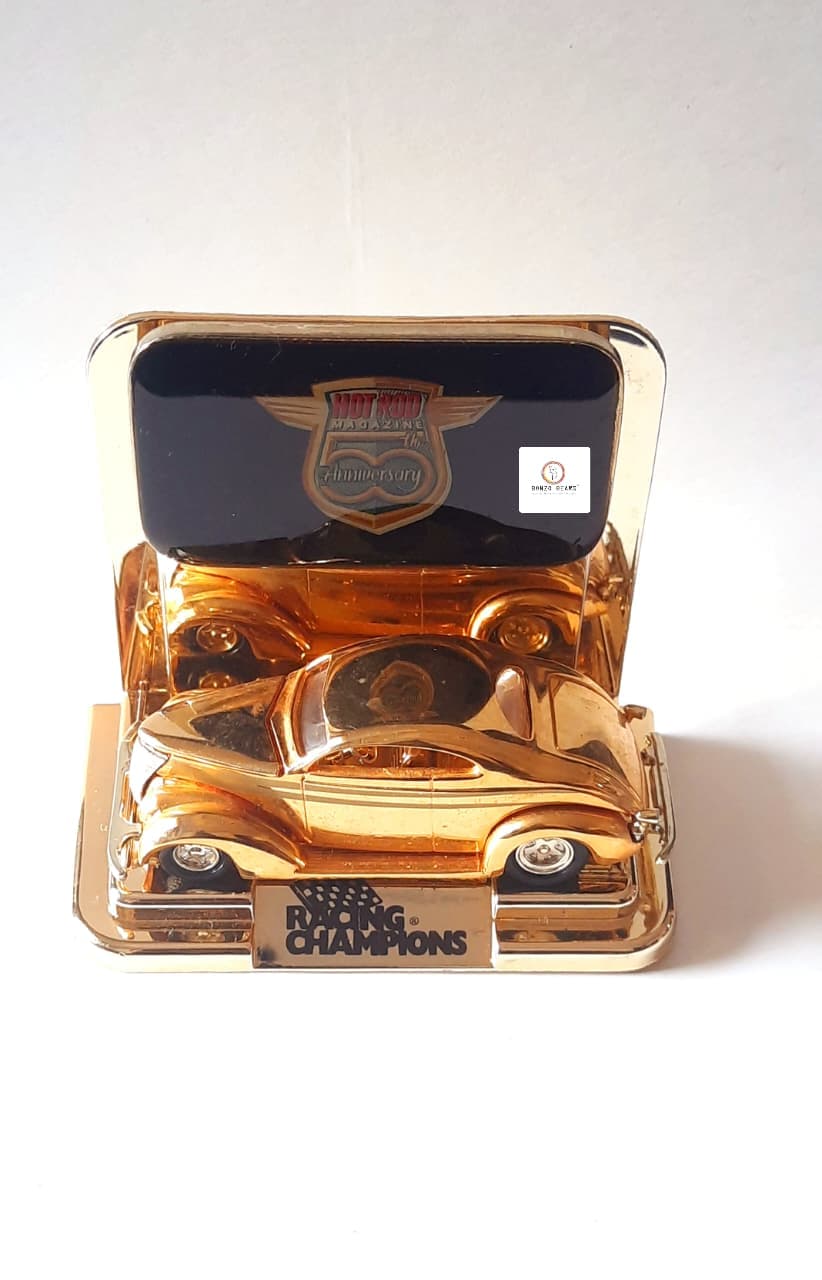 '37 Ford (24K Gold) - Racing Champions - Hot Rod Magazine 50th Anniversary Collector Series (1997 Released) (As per picture)
