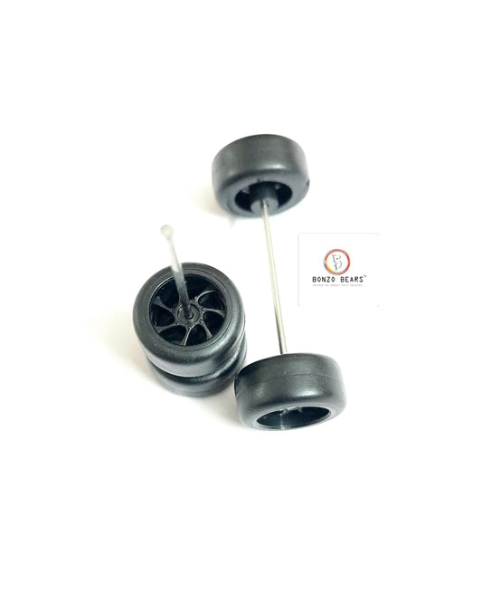 Rubber Tyre - 10 mm Black Rim 7 Spoke - 28mm Axle, Cv3