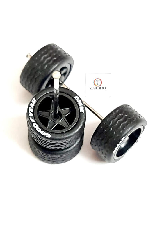 Rubber Tyre - Black Rim Star 5 Spoke with Goodyear Eagle, 25mm Axle Cv2