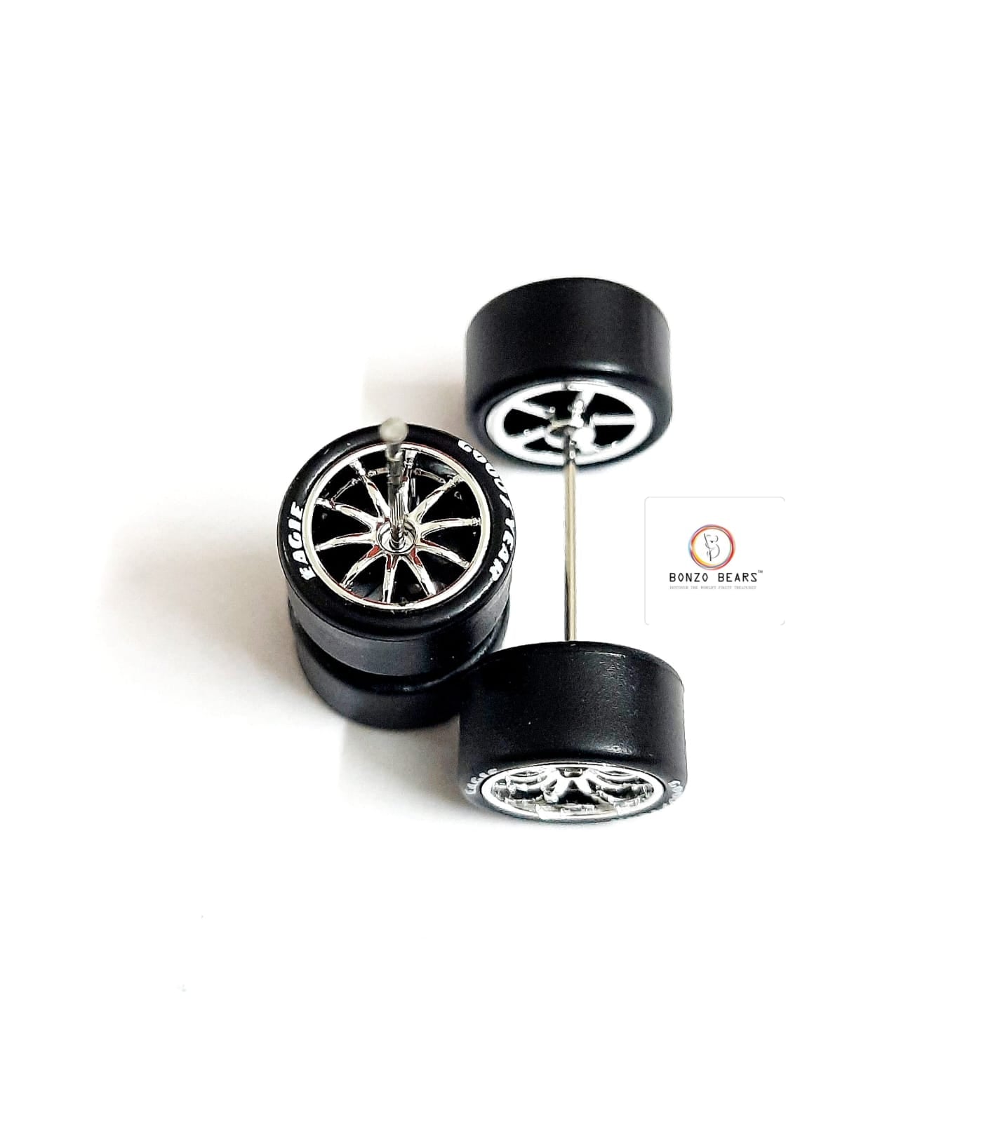 Rubber Tyre - 13mm Silver Rim Multi Spoke with Goodyear Eagle - 28mm Axle, Cv4