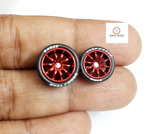 Rubber Tyre - 11mm & 13mm Red Rim Multispoke with Goodyear Eagle - 25mm Axle, Cv4