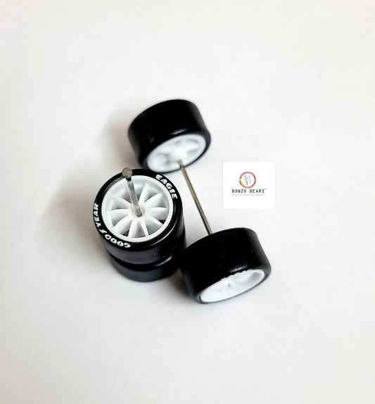 Rubber Tyre - 13mm White Multi Spoke with Goodyear Eagle - 28mm Axle, Cv4