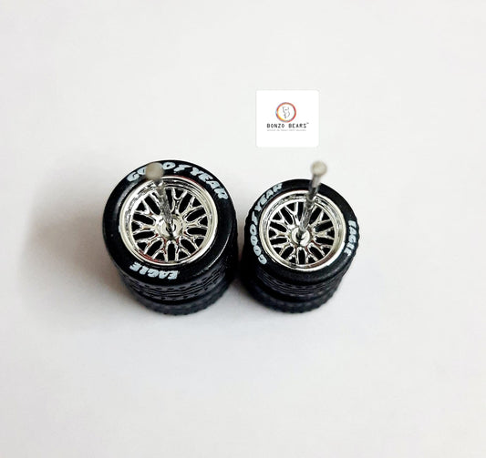 Rubber Tyre - 11mm/13mm Silver Rim Y Multi Spoke with Goodyear Eagle - 28mm Axle, Cv4