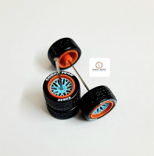 Rubber Tyre - 13mm Gulf Orange Rim Blue Y Spoke with Goodyear Eagle - 28mm Axle, Cv4