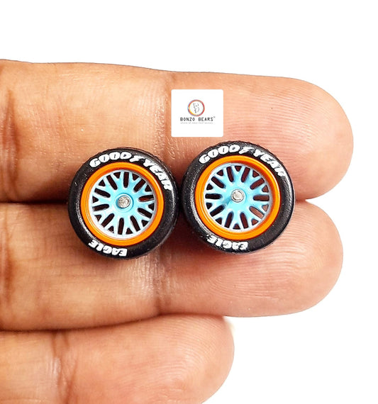 Rubber Tyre - 13mm Gulf Orange Rim Blue Y Spoke with Goodyear Eagle - 28mm Axle, Cv4