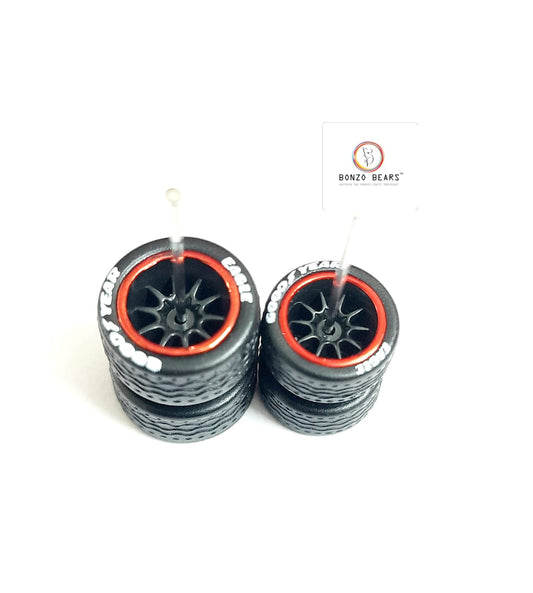 Rubber Tyre - 11mm & 13mm Red Line/Multi spoke with Goodyear Eagle - 28mm Axle, Cv4
