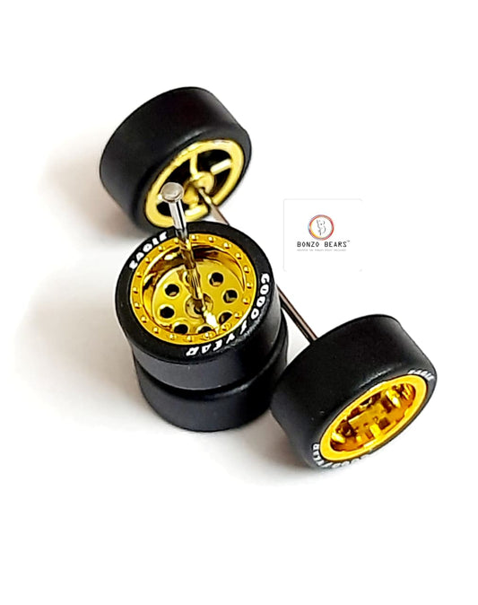 Rubber Tyre - 10mm Gold Rim with Goodyear Eagle - 25mm Axle, Cv5