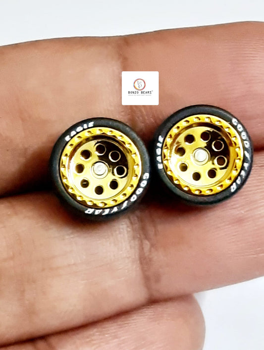 Rubber Tyre - 10mm Gold Rim with Goodyear Eagle - 25mm Axle, Cv5