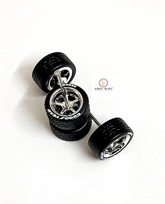 Rubber Tyre - 10mm Silver Rim 5 Spoke with Goodyear Eagle - 28mm Axle, Cv6