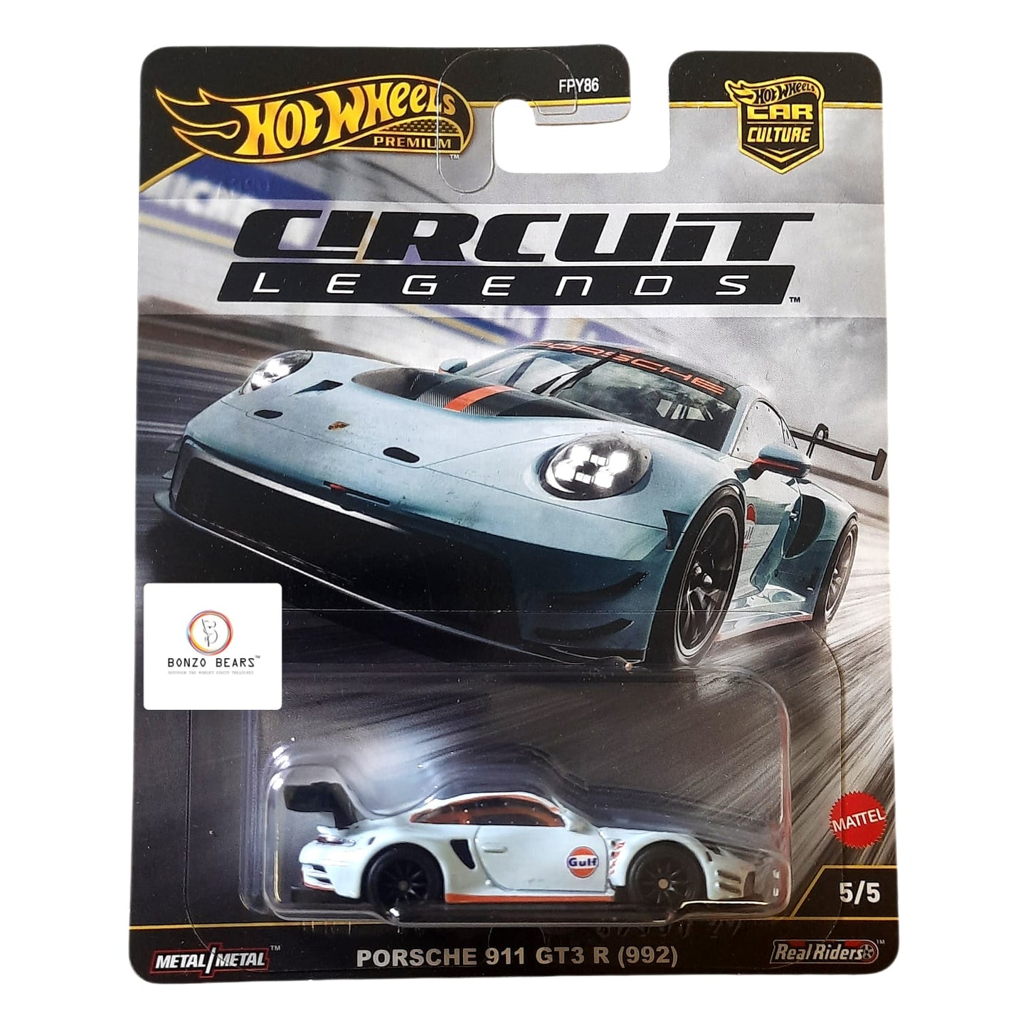 Circuit Legends Porsche 911 GT3 R (992) - Gulf - Hot Wheels Premium (import) | Bonzo Bears