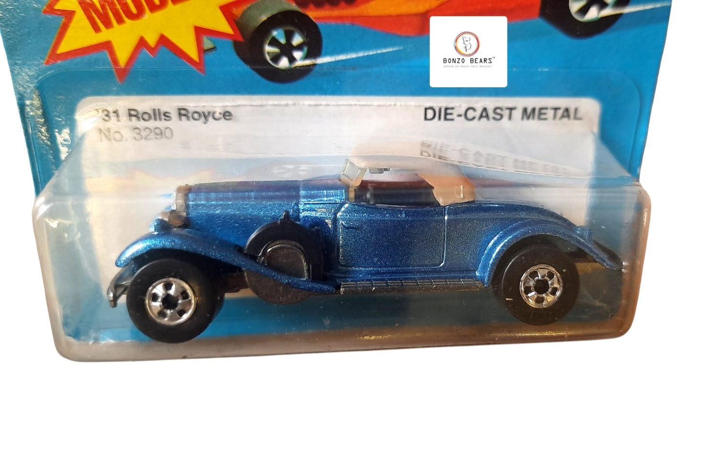 Vintage 1931 Rolls Royce - Hot Wheels (Old Blue Card - 1982 release) Crippled Card | Bonzo Bears