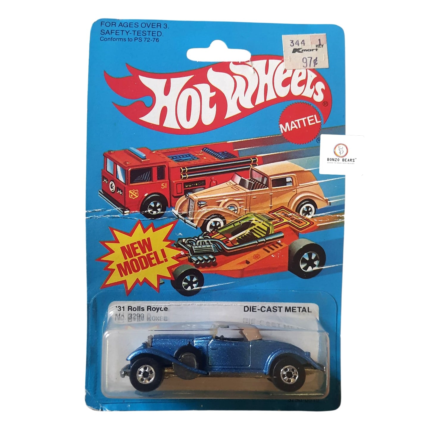Vintage 1931 Rolls Royce - Hot Wheels (Old Blue Card - 1982 release) Crippled Card | Bonzo Bears
