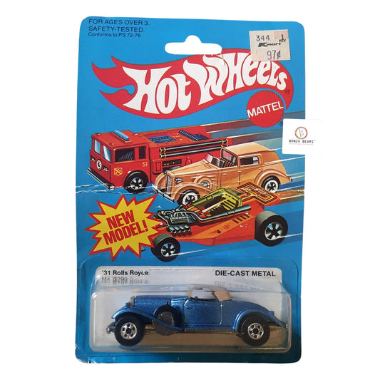 Vintage 1931 Rolls Royce - Hot Wheels (Old Blue Card - 1982 release) Crippled Card | Bonzo Bears