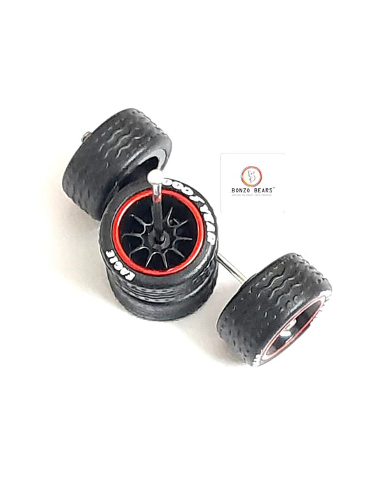 Rubber Tyre - 10mm Red Line Black Multi Spoke with Goodyear Eagle - 28mm Axle, Cv6