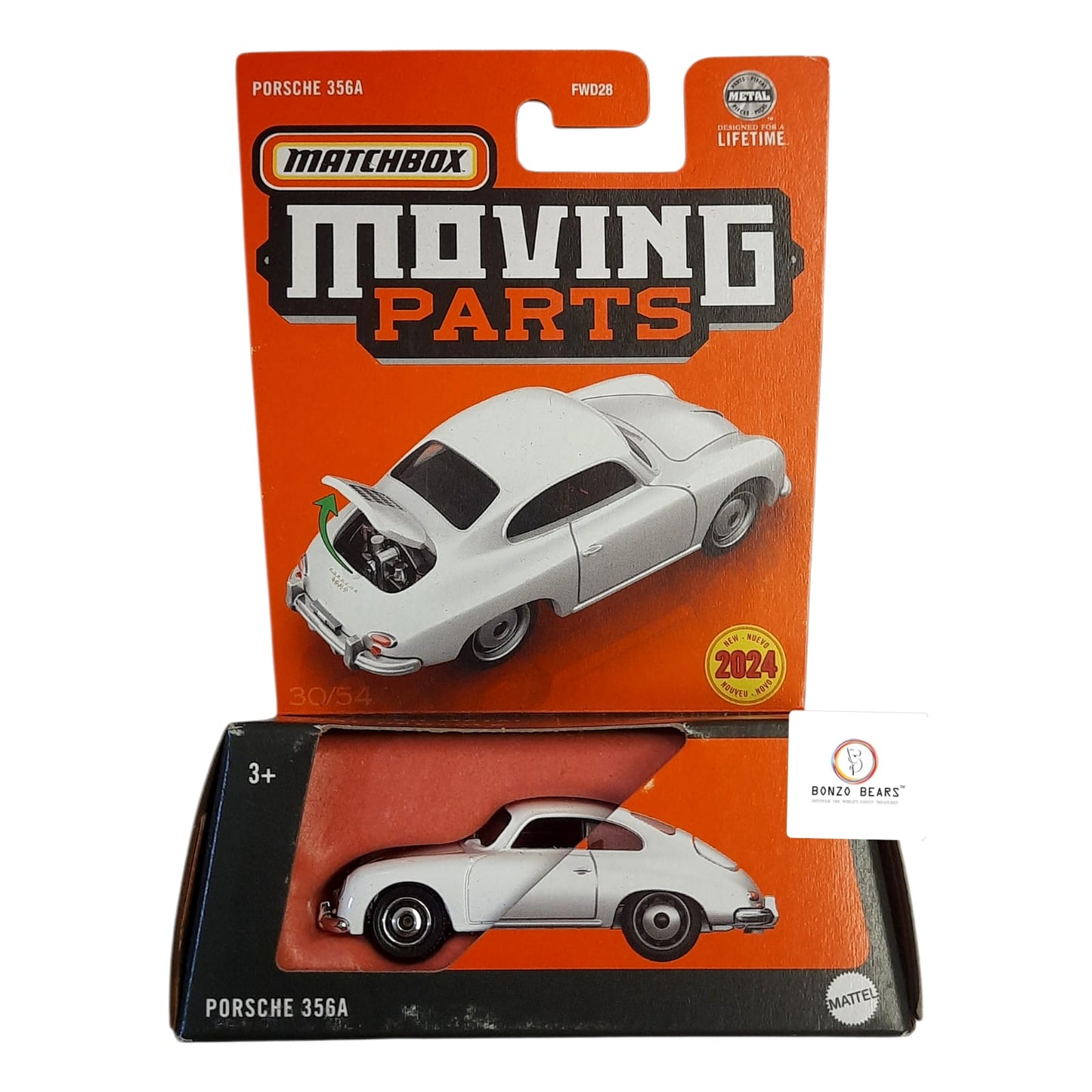 Porsche 356A White - Matchbox Moving Parts (Engine Hood) 2023 release MB3