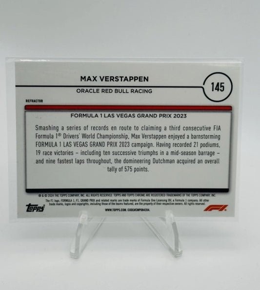 Max Verstappen Refractor #145 2024 Topps Chrome Formula 1 F1( Las Vegas Grand Prix)