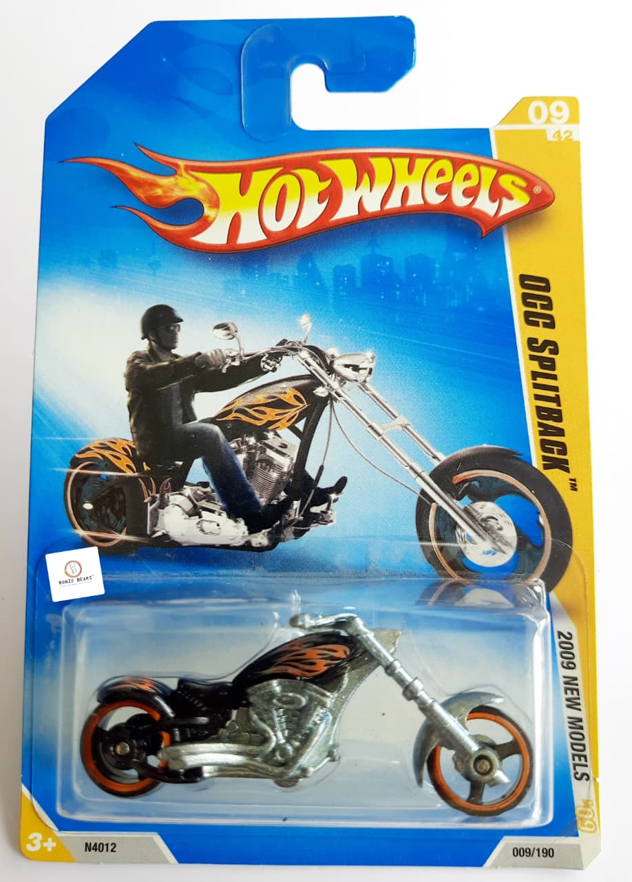 OCC Splitback Motorcycle Black w/ Flames  Hotwheels New 2009 Models