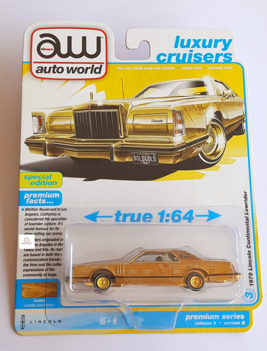 Luxury Cruisers - '79 Gold Lincoln Continental Lowrider - Auto World (Special Editions)