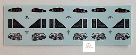 Head and Tail Lights for Toyota - Water Slide Decal 1/64 cars - Hotwheels , Tomica , Minigt & Majorette