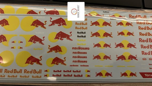 Red Bull Water Slide Decal for -  for 1/64-- Hot wheels , Minit GT & Tomica