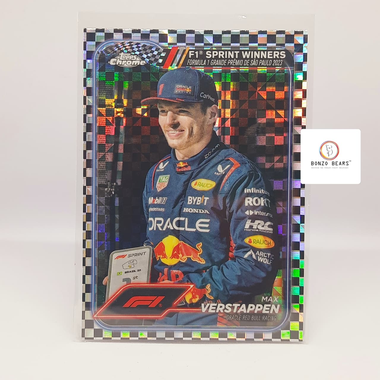 Max Verstappen Checker Flag  #153 -2024 Topps Chrome F1 |Topps Chrome F1 | Bonzo Bears