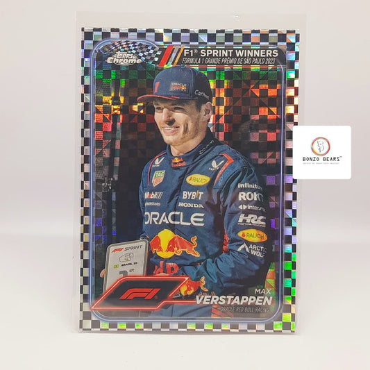 Max Verstappen Checker Flag  #153 -2024 Topps Chrome F1 |Topps Chrome F1 | Bonzo Bears