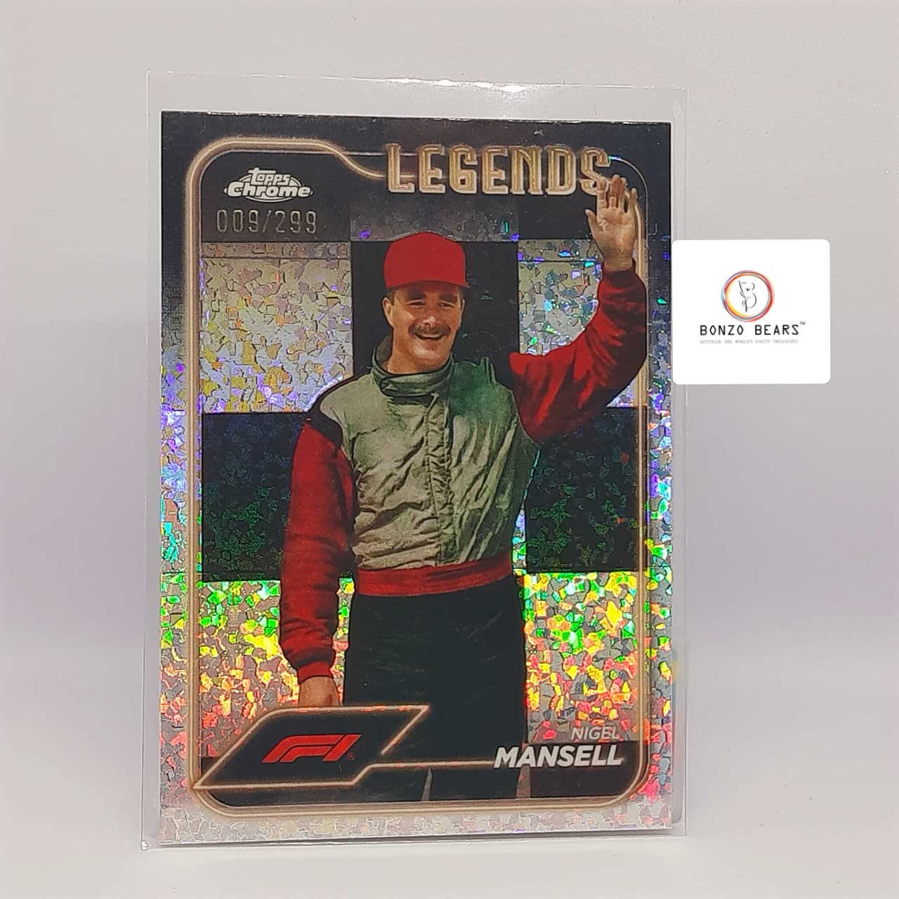 Nigel Mansell – Legends Mini Diamond (Low Numbered 009/299) – 2024 Topps Chrome Formula 1 #194 | Bonzo Bears