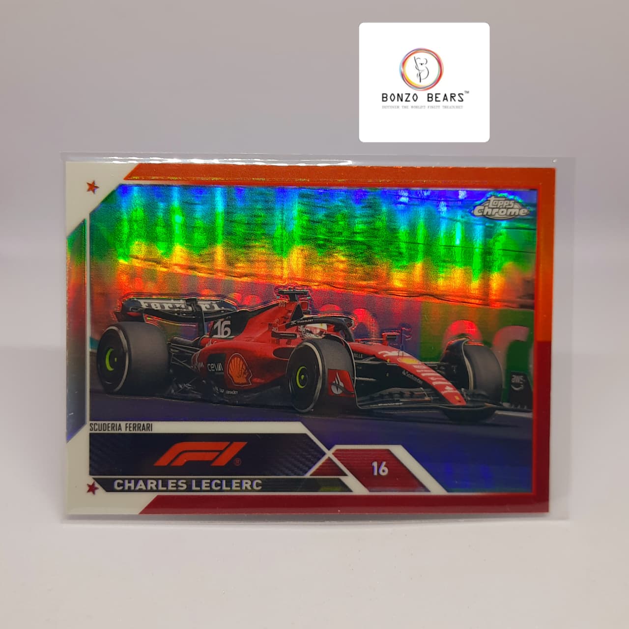 Charles Leclerc -2023 Topps Chrome Formula 1 F1 Orange Red SP #8| Bonzo Bears