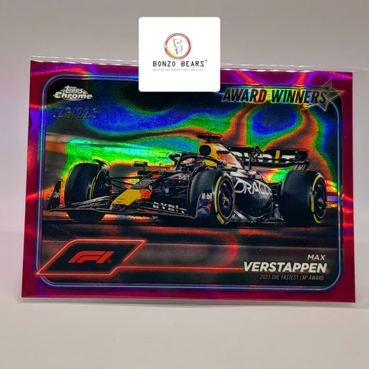 Max Verstappen (Numbered ) - 2024 Topps Chrome F1  Award Winners Fuchsia Lava 028/225 #182| Bonzo Bears