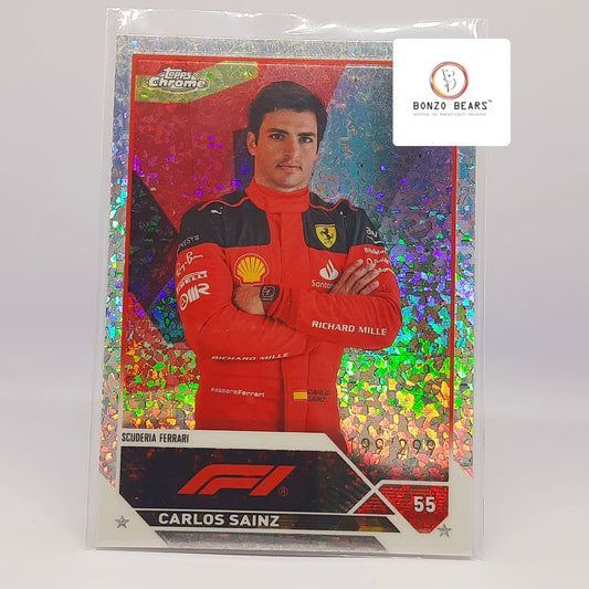 Carlos Sainz – Mini Diamond (Numbered 199/299) – 2023 Topps Chrome Formula 1 #18 | Bonzo Bears | Bonzo Bears