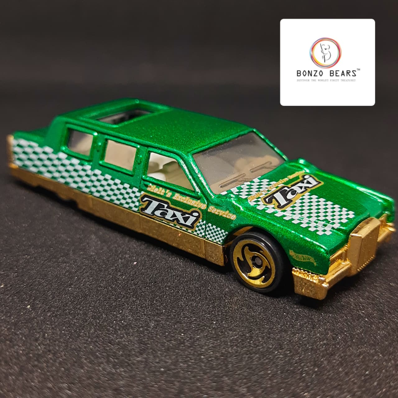 Limozeen Turbo Taxi Series 2/4Green Gold Collectible (1/64)- 2001 Hot wheels Release - Loose | Bonzo Bears