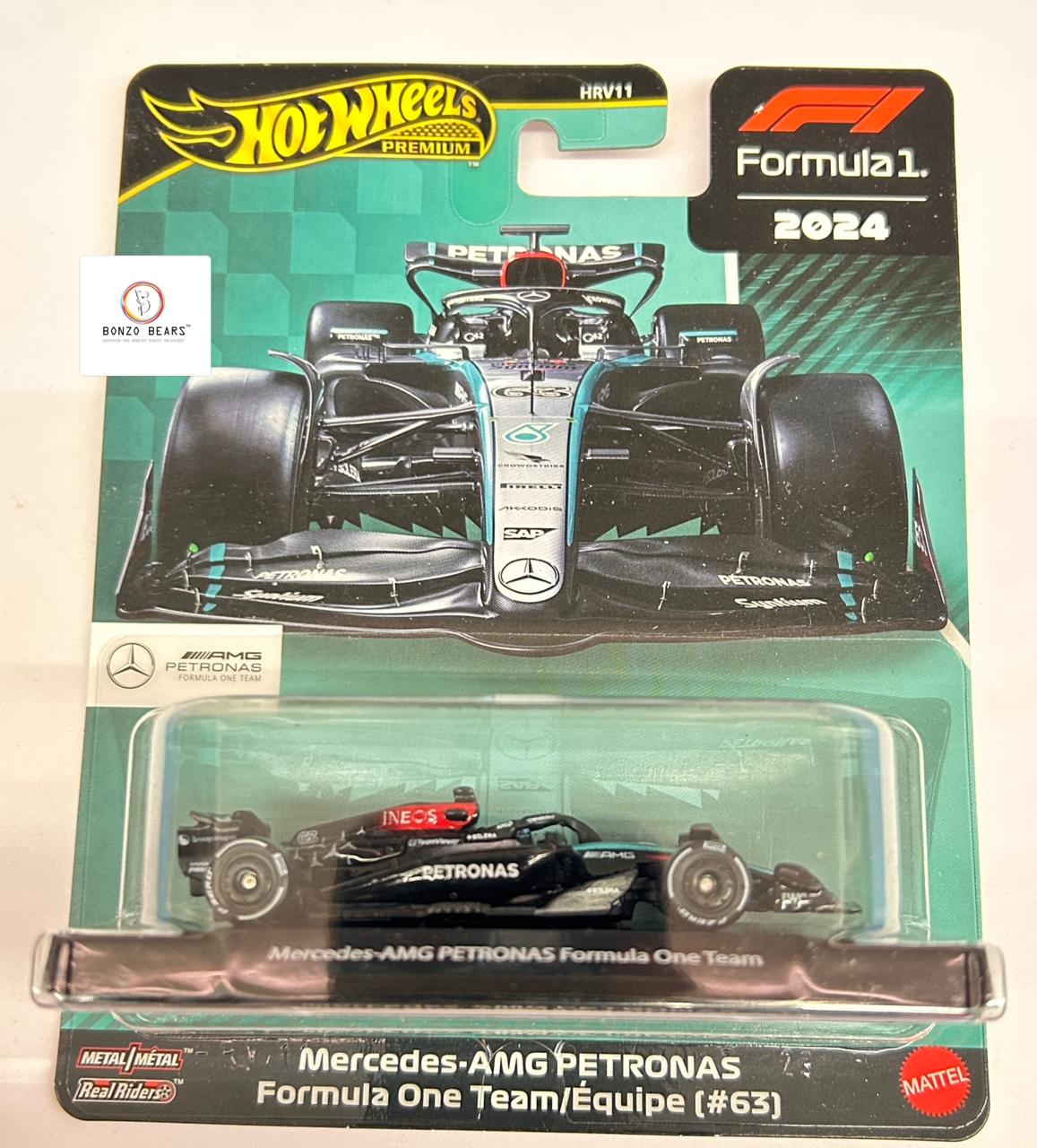 #63 (George William Russell) Mercedes-AMG Petronas Formula One Team2024 Hot Wheels Premium Formula 1| Bonzo Bears