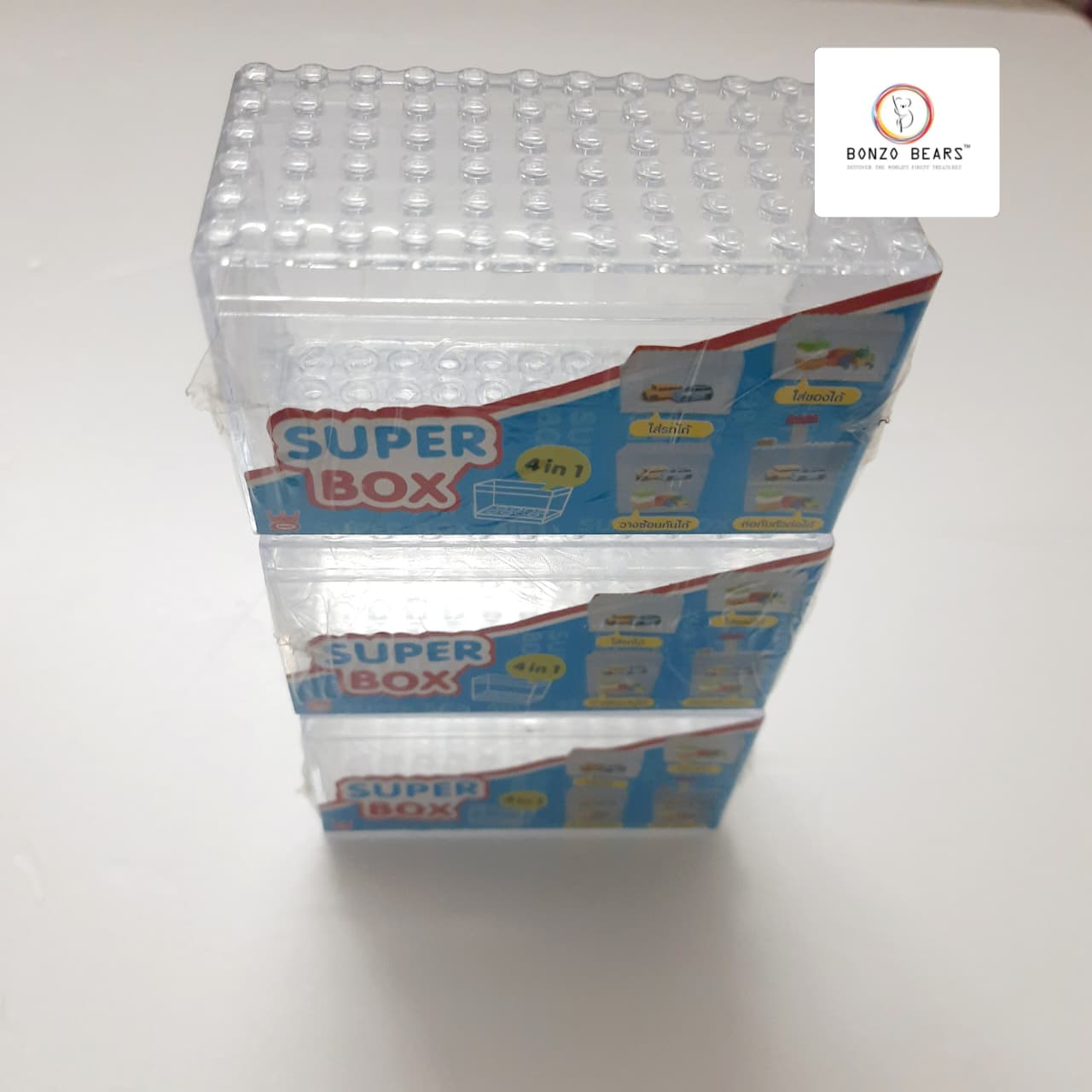 Lego Model Stackable Clear Display Box 1:64 Cars - Super Box (Pack of 1) (Car not included)