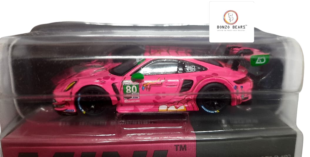 Mini GT 1:64 Porsche 911 GT3 R #80 AO Racing 2023 IMSA Virginia Roxy | Bonzo Bears