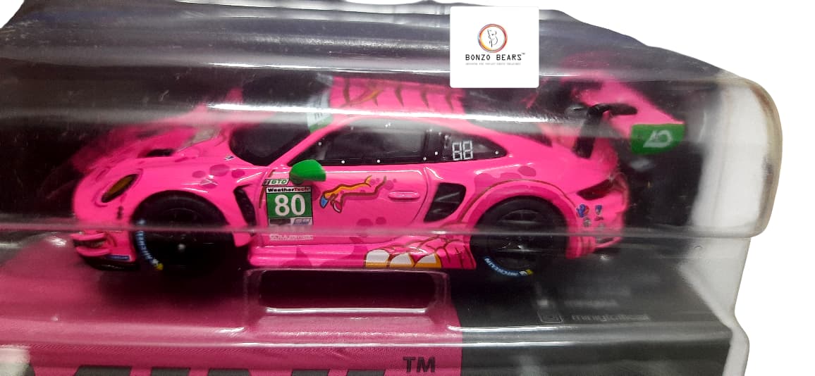 Mini GT 1:64 Porsche 911 GT3 R #80 AO Racing 2023 IMSA Virginia Roxy | Bonzo Bears