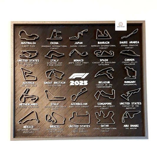 Formula 1 2025 | 3D Circuit Wall Art (Black) - High Detailed