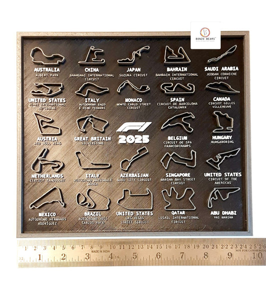 Formula 1 2025 | 3D Circuit Wall Art (Black) - High Detailed