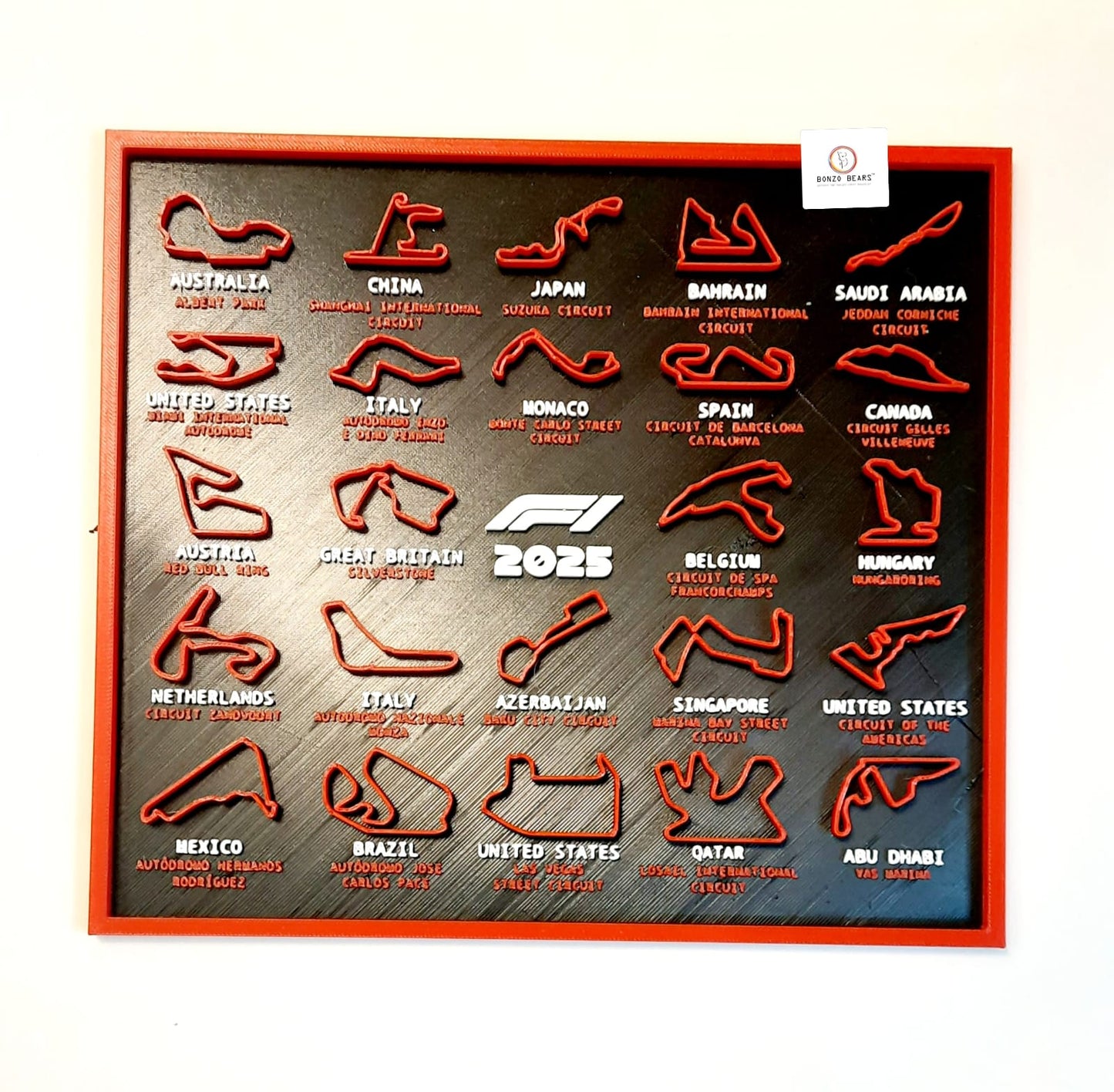 Formula 1 2025 | 3D Circuit Wall Art (Red) - High Detailed