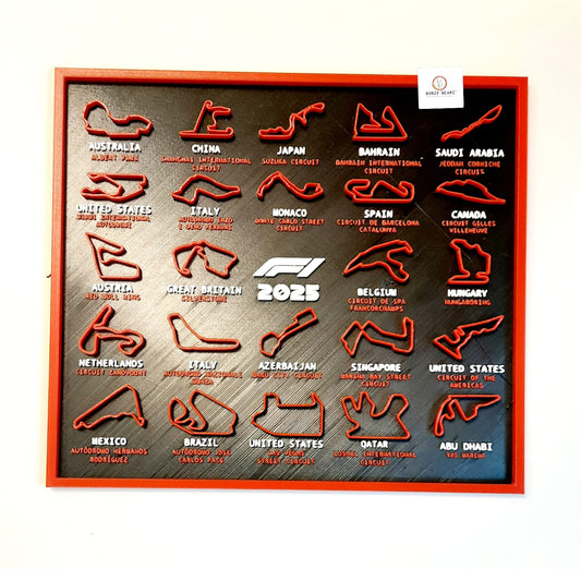 Formula 1 2025 | 3D Circuit Wall Art (Red) - High Detailed