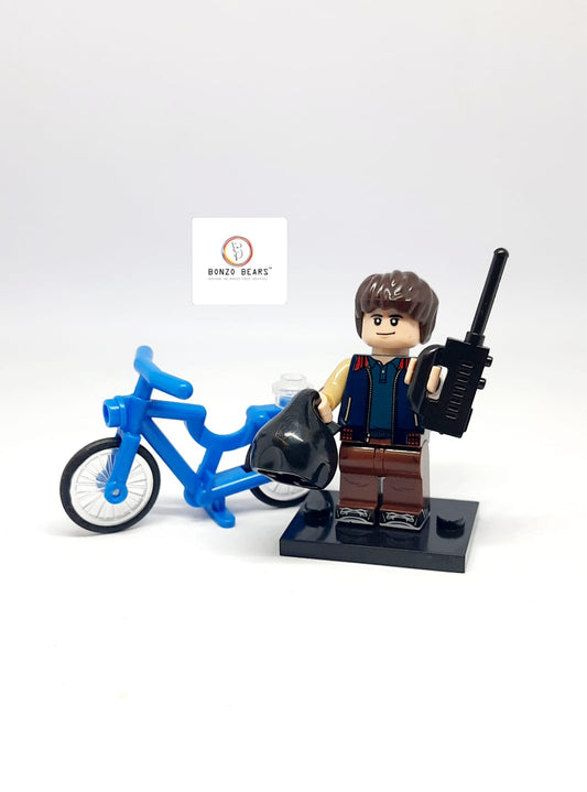 Will Byers with Walkie Talkie & Black bag with Blue Cycle - LEGO Compatible Mini Figure | Stranger Things