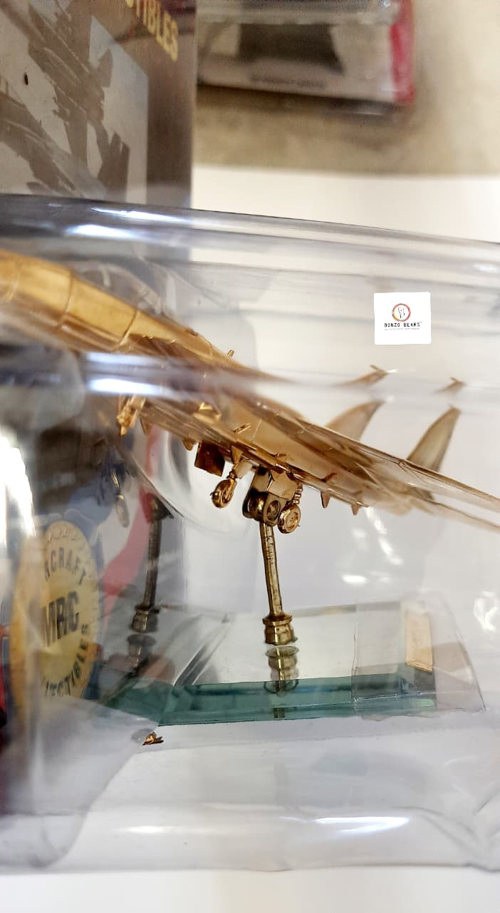 Rare F-15C Eagle (Gold Finish) Precision detailing/mirror base with Attitude-adjustable, swivel stand - MRC Aircraft Collectibles