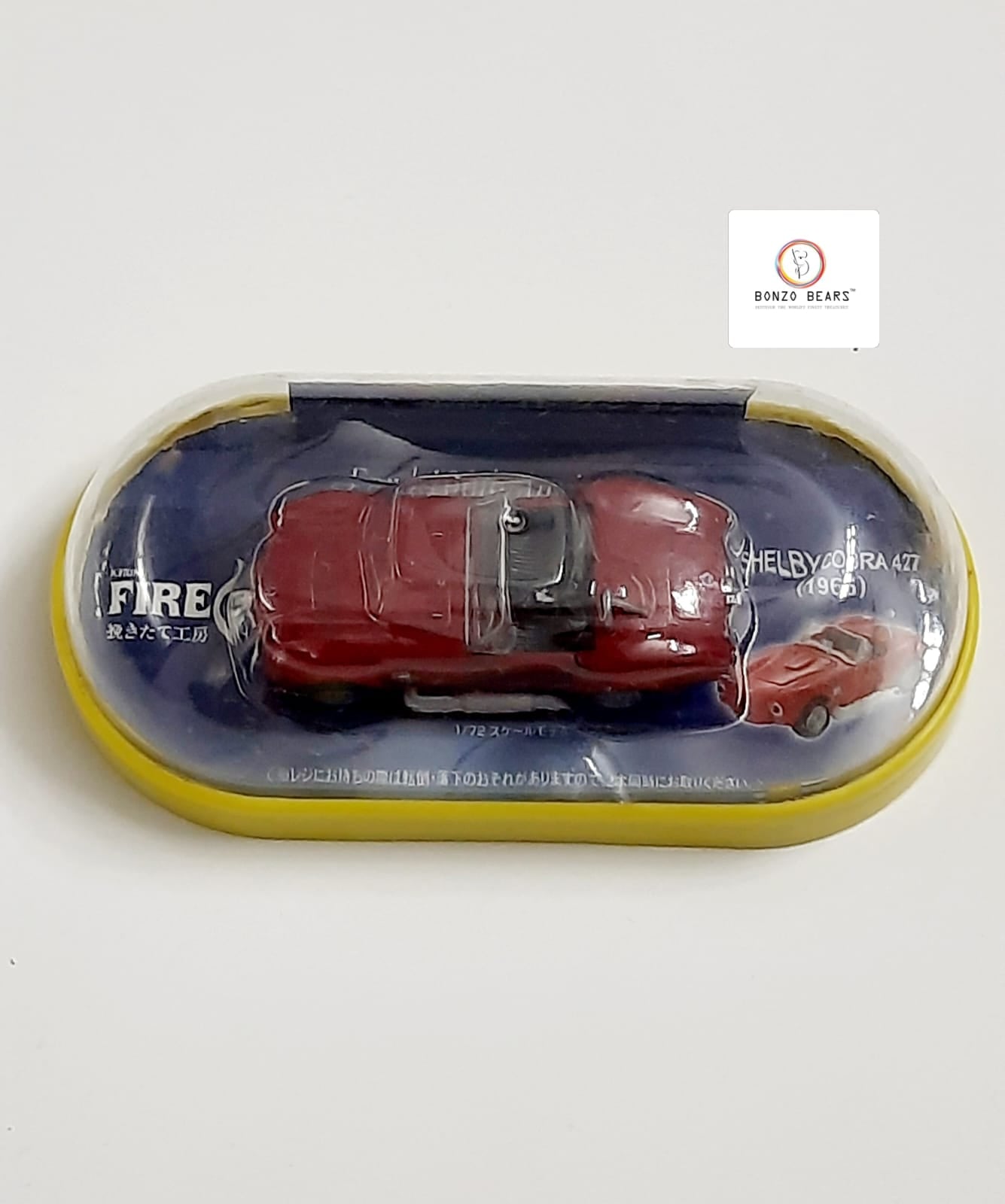 Shelby Cobra 427 - Ford 100th Anniversary Kirin Fire "Dad's Toy Box" 1965 , 1:72 Oval blister pack