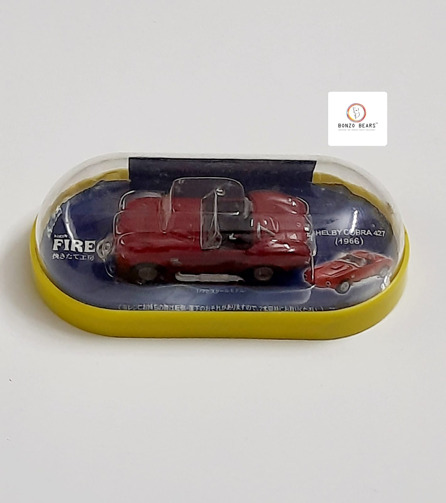 Shelby Cobra 427 - Ford 100th Anniversary Kirin Fire "Dad's Toy Box" 1965 , 1:72 Oval blister pack