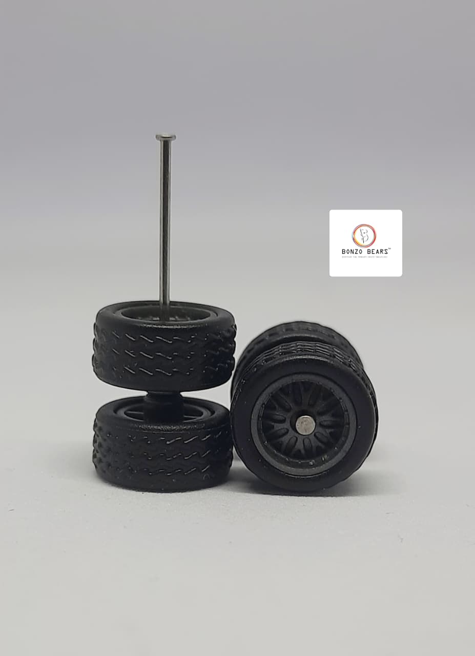 Rubber Tire - 130mm ,   Ash color Rim 25mm Axle